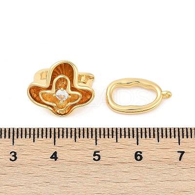 Brass Micro Pave Clear Cubic Zirconia Fold Over Clasps KK-U043-18G-1