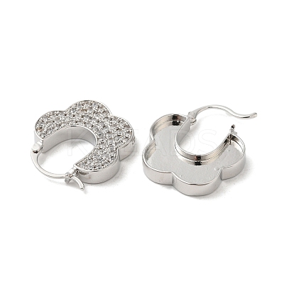 Flower Rack Plating Brass Micro Pave Cubic Zirconia Hoop Earrings EJEW-A027-08P-1