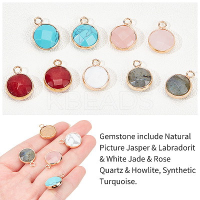 12Pcs 6 Style Natural & Synthetic Mixed Gemstone Pendants G-NB0002-33-1