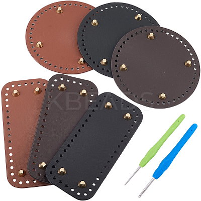 6Pcs 6 Styles Rectangle and Round PU Leather Knitting Crochet Bags Nail Bottom Shaper Pad DIY-CL0002-18-1