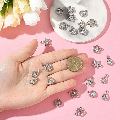 25Pcs 5 Styles Plastic with Resin Rhinestone Pendants FIND-YW0009-87-1