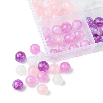 64Pcs 4 Colors Round Imitation Cat Eye Resin Beads RESI-FS0001-66B-1