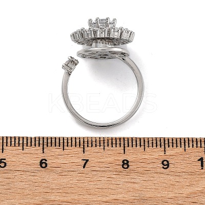 Sunflower Rotatable Open Cuff Rings for Women RJEW-C118-10P-1
