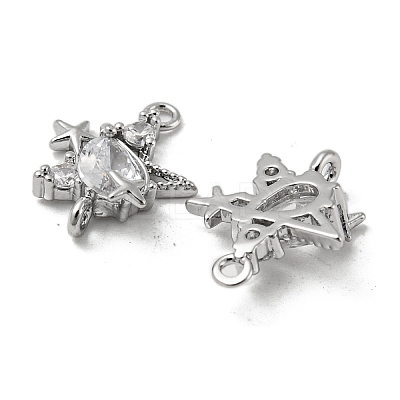Brass Pave Clear Cubic Zirconia Connector Charms KK-H460-19P-1