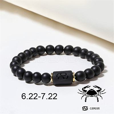12 Constellations Theme Frosted Black Stone Round Beaded Stretch Bracelets for Women Men WG3EE4F-07-1