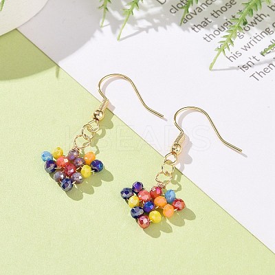Glass Braided Heart Dangle Earrings EJEW-JE04869-1
