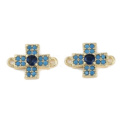 Brass Blue Cubic Zirconia Connector Charms KK-I719-01G-1