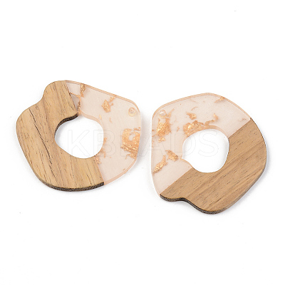 Transparent Resin & Walnut Wood Pendants RESI-S389-050A-B05-1