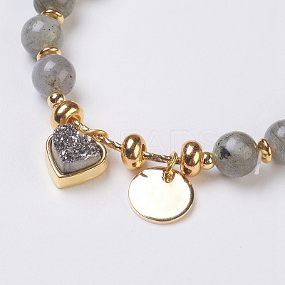 Natural Labradorite Beads Stretch Bracelets BJEW-I261-01D-1