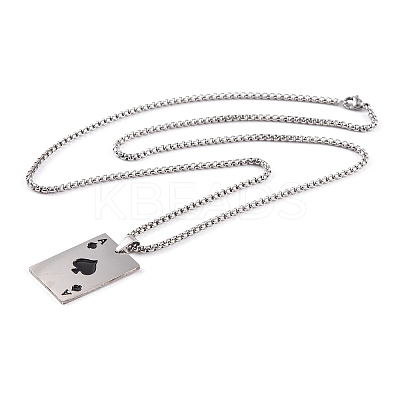 Poker 201 Stainless Steel Pendant Necklaces LS-NJEW-F320-03P-02-1