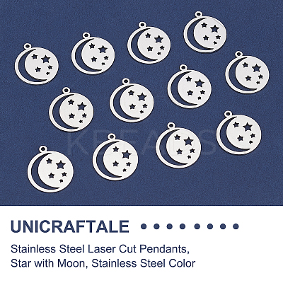 201 Stainless Steel Laser Cut Pendants STAS-UN0034-60-1
