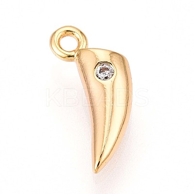 Brass Micro Pave Clear Cubic Zirconia Pendants KK-T075-03G-1