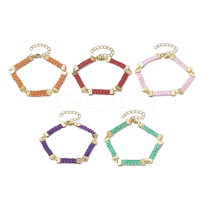 Braided Waxed Polyester Rectangle Link Chain Bracelets BJEW-JB10000-1
