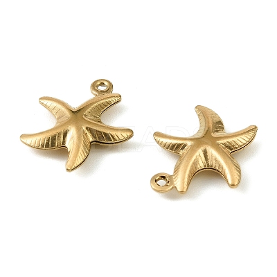 304 Stainless Steel Pendants. Starfish Charm STAS-A190-03G-1