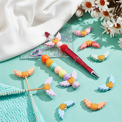 Wing Food Grade Eco-Friendly Silicone Focal Beads SIL-NB0001-43-1