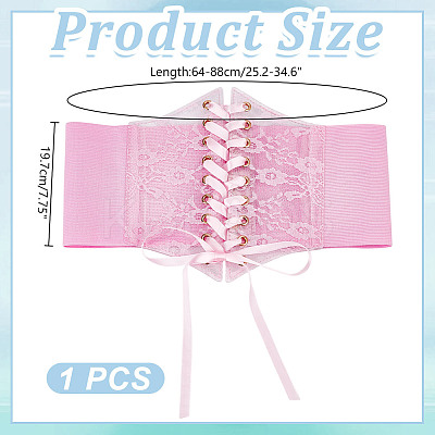 PVC Lace Up Elastic Corset Belts with Polyester Ribbon for Women AJEW-WH0678-79B-1