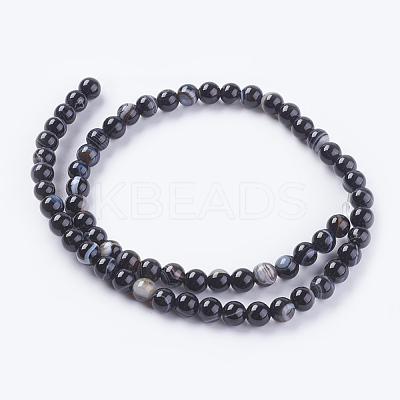 Round Dyed & Heated Natural Striped Agate/Banded Agate Beads Strands X-G-G582-6mm-07-1
