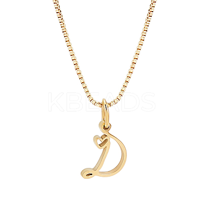 1pc Brass Chain & 304 Stainless Steel Letter Pendant Necklaces NJEW-LP0001-40D-G-1