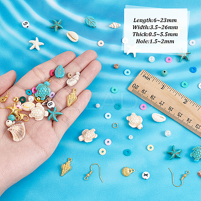 DIY Natural Shell & Synthetic Turquoise Dangle Earring Making Kits DIY-PH0023-57-1