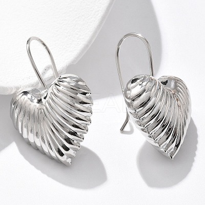 Textured Heart Brass Dangle Earrings EJEW-B132-04P-1
