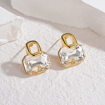 304 Stainless Steel Micro Pave Clear Cubic Zirconia Stud Earrings EJEW-V014-03G-1