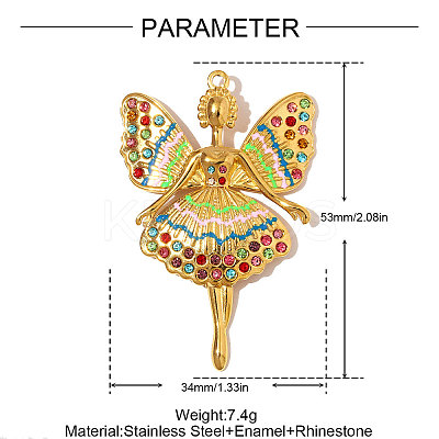 304 Stainless Steel Enamel Big Pendants STAS-OY008-83G-1