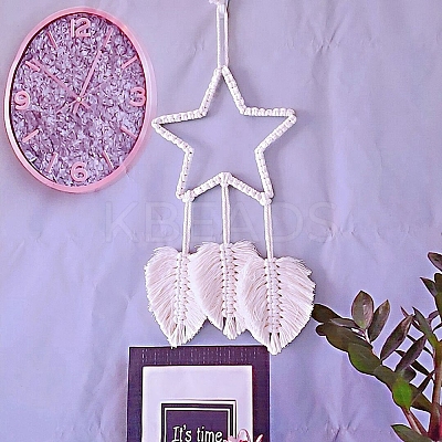 Bohemian Macrame Star Woven Polycotton Wall Hanging Ornaments PW-WG65708-01-1