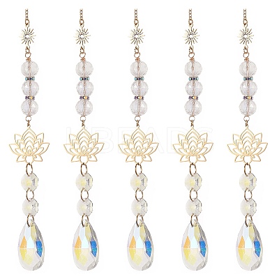 AB Color Teardrop Glass Suncatchers HJEW-JM00845-1