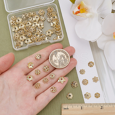80Pcs 10 Styles Flower Brass Bead Caps KK-ME0001-79-1