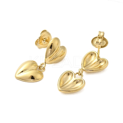 304 Stainless Steel Heart Stud Earrings for Women EJEW-U020-23G-1