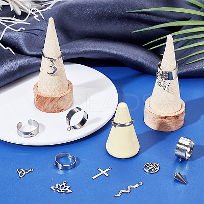 DIY Stainless Steel Charms Cuff Ring Making Kit DIY-SC0026-05P-1