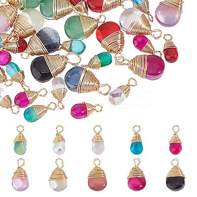60Pcs 2 Styles Transparent Glass Pendants FIND-AR0005-07-1