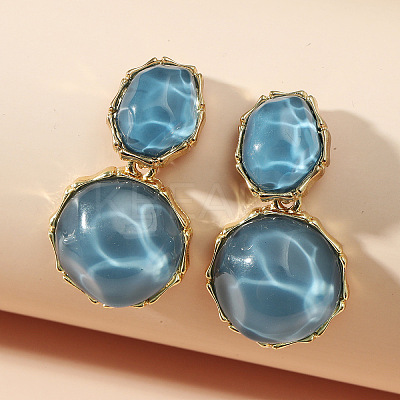 Zinc Alloy Resin Dangle Stud Earrings FS-WG37519-03-1