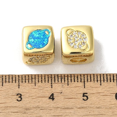 Rack Plating Brass Micro Pave Cubic Zirconia Beads KK-P268-01G-13-1