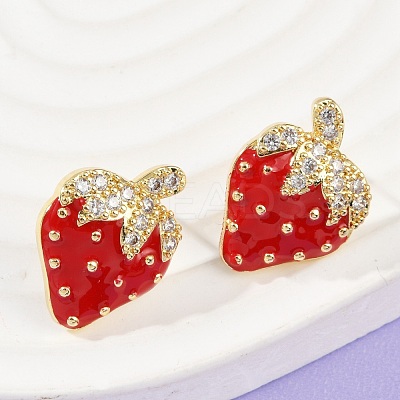Brass Micro Pave Clear Cubic Zirconia Stud Earrings EJEW-F895-27C-01G-1