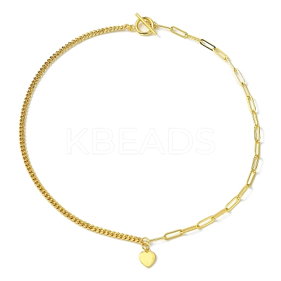 Brass Pendant Necklaces with Curb & Paperclip Chains NJEW-JN04608-01-1
