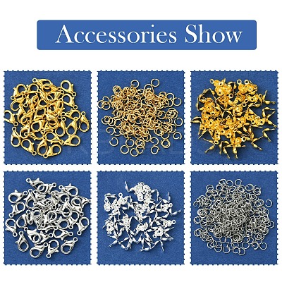 DIY Zinc Alloy Lobster Claw Clasps & 304 Stainless Steel Open Jump Rings & Brass Bead Tips Making Findings Kits DIY-FS0006-92-1