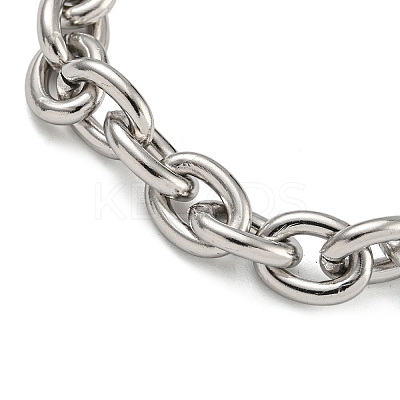 304 Stainless Steel Oval Link Chain Bracelets for Men Women BJEW-G723-01P-1