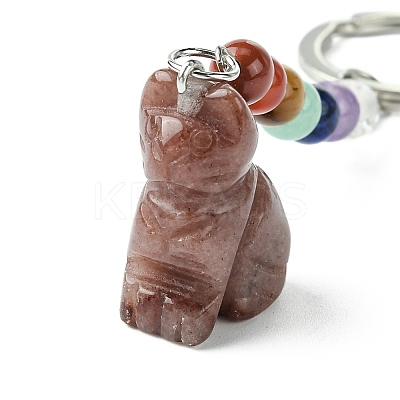 Cat Natural Purple Aventurine Keychain KEYC-F040-11I-1