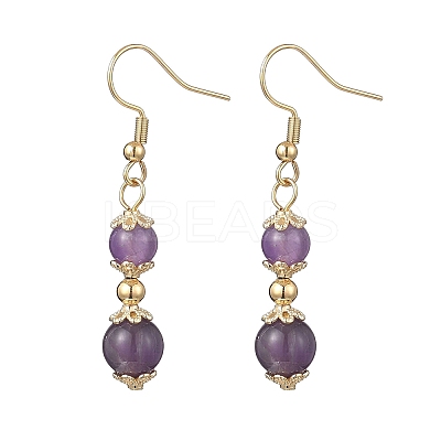 Natural Mixed Stone Round Dangle Earrings EJEW-JE06822-1