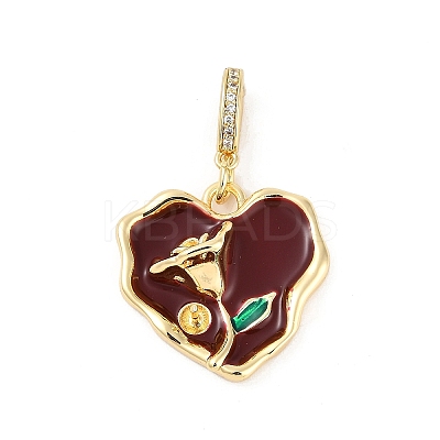 Brass Enamel Micro Pave Cubic Zirconia Pendants KK-U043-11G-01-1