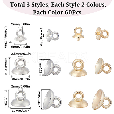 360Pcs 6 Style Plastic Bead Cap Pendant Bails & Cup Peg Bails KY-SC0001-96-1