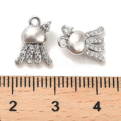 Brass Micro Pave Clear Cubic Zirconia Charms KK-C054-07P-1