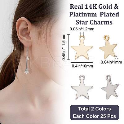 50Pcs 2 Colors Brass Pendants KK-BBC0007-60-1