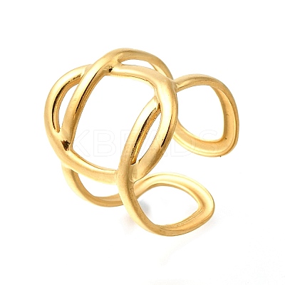 304 Stainless Steel Hollow Oval Open Cuff Rings RJEW-M072-03G-1
