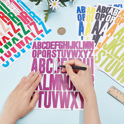 12 Sheets 12 Colors PVC Alphabet Decorative Stickers DIY-CP0008-60-1