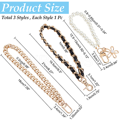 3Pcs 3 Style Wrist Phone Case Pendant Decoration & Wristlet Bag Straps AJEW-WR0001-91C-1