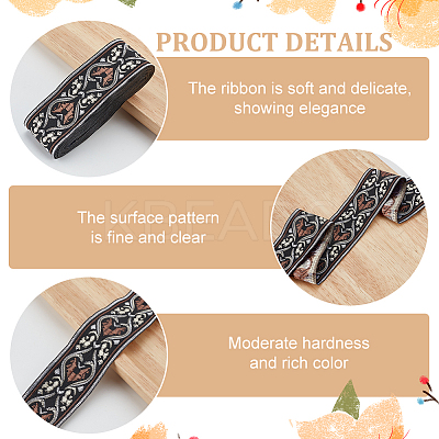 14M 4 Styles Ethnic Style Embroidery Polyester Ribbons OCOR-FG0001-46-1