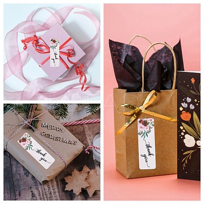 Flower Pattern Paper Gift Tag Stickers DIY-C011-02A-1