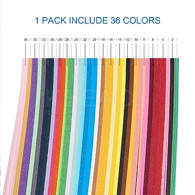 Rectangle 36 Colors Quilling Paper Strips DIY-PH0008-03A-WH-1